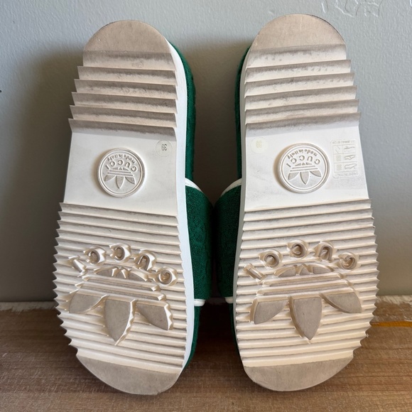 Gucci x Adidas Terry Cloth Trefoil GG Monogram Platform Sandals - Picture 7 of 8